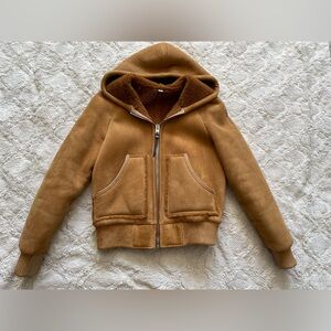 Coach Hooded Bomber Jacket in Warm Tan